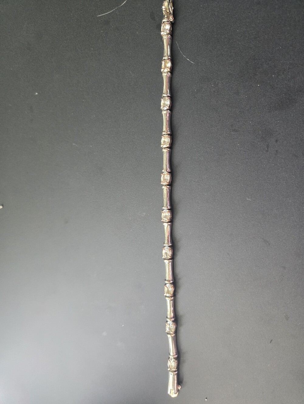 Vintage 925 Sterling Silver Bamboo Link Tennis Bracelet 7.5"